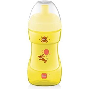 MAM Sports Cup (330 ml), lekvrije babybeker met automatisch openend ventiel, kinderbeker met antislip gripvlak, vanaf 12 maanden, hondenmotief