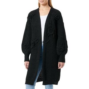 faina Femmes Longueur Moyenne Tridimensionnelle Fleur Tridimensionnelle Cardigan Noir Taille XS/S, Noir, XS