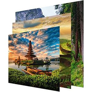INFORMA Azië fotolijstafdekking met 3 wissellijsten, zonder lijst, 49 x 49 cm, wisselmotieven met UV-direct printen voor LED-fotolijsten