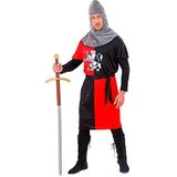 Widmann - Middeleeuws krijgerkostuum, boot, riem, capuchon, ridder, strijder, themafeest, carnaval