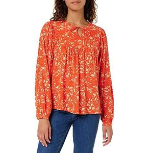 Peppercorn Millie Danea Damesblouse met intensieve oranje print, M, Intensieve oranje print