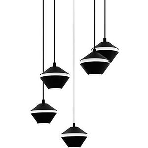 EGLO Perpigo Hanglamp met 5 lichtpunten, moderne hanglamp van staal, voor eettafel en woonkamer, GU10-fitting, diameter 55,5 cm, zwart