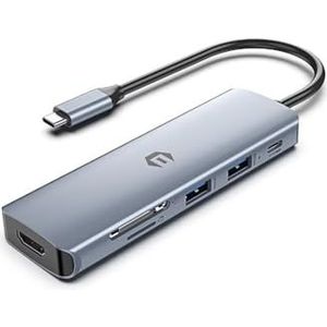 Tymyp USB C-hub, USB 3.0, PD 100W, USB C-splitter met MacBook Pro/Air, Thinkpad, laptop en meer type C-apparaten, 6-in-1 USB C multiport adapter met 4K HDMI-display