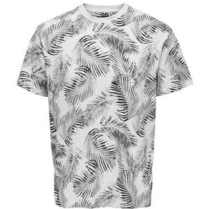 Only & Sons Onsperry Life Reg Leaf AOP SS Tee Noos T-Shirt Homme, Blanc Éclatant., S