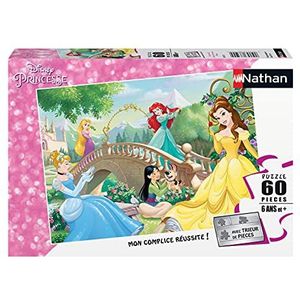 Nathan - Kinderpuzzel - 60 stukjes - Middag tussen Disney prinsessen - Meisjes of jongens vanaf 6 jaar - Hoogwaardige puzzel - Dik en duurzaam karton - Prinsessen - 86567