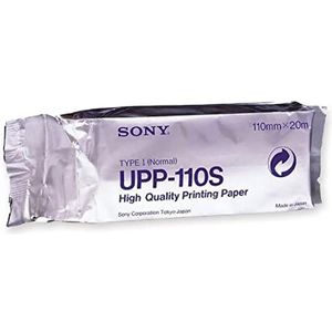 Sony UPP-110S milieuvriendelijk papier in B/N (type I), voor ultrasone en microscopische toepassingen, DIN A6, 110 mm x 20 m, 10 rollen