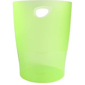 Exacompta Ref. 45397D – prullenbak met handgrepen ECOBIN – grote inhoud 15 liter – afmetingen: 26,3 x 26,3 x 33,5 cm – doorschijnend appelgroen