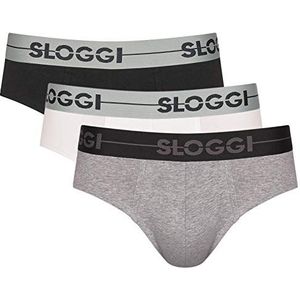Sloggi Go-slips voor heren, zacht, comfortabel, katoen, 3 stuks, combi grijs