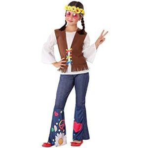 Atosa-60099 Costume-Déguisement Hippie 7-9, Fille, 60099, Multicolore, De De 7 à 9 ans