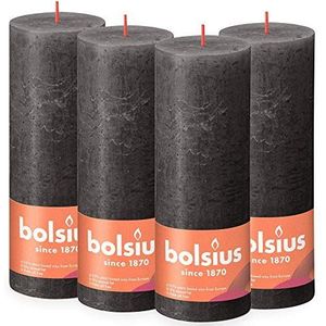 BOLSIUS - Rustieke Pillar Candle - Antraciet - 19 cm - Pack 4