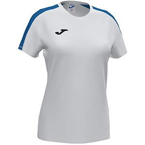 Joma Academy T-shirt voor meisjes, korte mouwen, wit, koningsblauw, 2XS