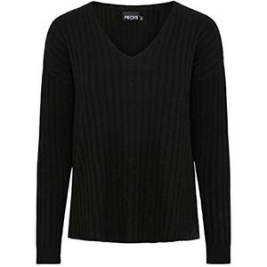 Pieces Pccava Rib Ls Reversible Knit Noos BC Sweater Dames, Zwart, M, zwart.