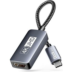 Dockteck USB C naar HDMI-adapter 4K 60Hz, Thunderbolt 3 iPad/MacBook HDMI, voor MacBook Pro/Air M1, Samsung Galaxy S20/S10, Surface Pro 7, XPS 13/15, Huawei en meer, aluminium