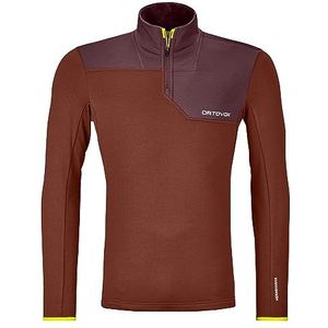 Ortovox Lichtgewicht fleece T-shirt met ritssluiting voor heren, ton/oranje, M, Ton/oranje