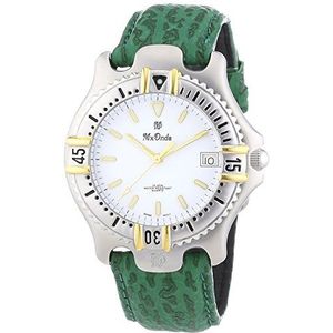 Mx Onda - 32-6201-15 - herenhorloge - kwarts - analoog - lichtgevende wijzers - armband leer groen, Wit/Groen, Mode