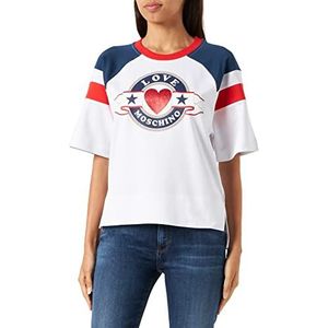Love Moschino Sweat-shirt à manches courtes pour femme, Blanc, bleu et rouge., 44