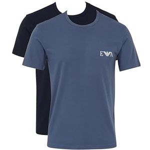 EMPORIO Armani Man Bold Monogram T-shirt met ronde hals, blauw, maat M, blauw/blauw, 2 stuks, blauw/blauw