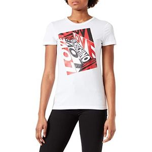 Love Moschino Dames T-shirt met merkperspective print, Witte optiek