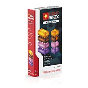 Light Stax Bouwblok S11003 uitbreiding, compatibel met STAX-systeem en alle bekende baksteenmerken, 24 extra bakstenen (oranje, bruin, paars, roze), formaat 2 x 4.