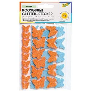 Glorex GmbH Folia 23793 - 40 stuks schuimrubberen stickers vlinder oranje blauw gesorteerd