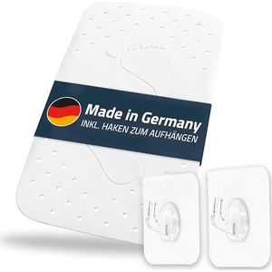 Badmat, badmat Step ca. 38 x 72 cm, wit, 100% TPE, incl. 2 haken, vrij van pvc, ftalaten, lood, latex, TÜV-getest, Made in Germany