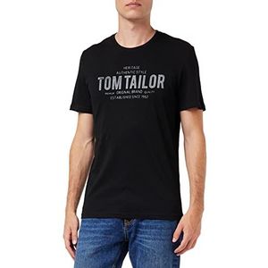 TOM TAILOR Heren T-shirt met logoprint, 10332, gebroken wit