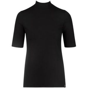 Trigema Dames T-shirt met elastische opstaande kraag, zwart.