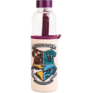 Erik - Harry Potter glazen fles, Zweinstein - inhoud 50 cl | Inclusief neopreen etui met polsband | glazen drinkfles