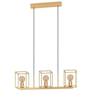 EGLO Cumiole Hanglamp, kroonluchter met 3 lampen, voor woonkamer en eetkamer, elegante plafondlamp om op te hangen, van goudkleurig metaal, fitting E27