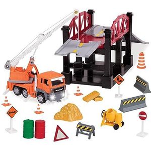 Driven by Battat 35-delige bouwbouwset voor kinderen, kraan, speelgoed en accessoires, grote set, speelgoedbrug, straatborden en meer, vanaf 3 jaar, speelgoed