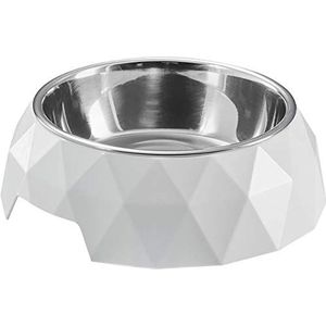 HUNTER Kimerley Melamine voederbak voor honden en katten, met roestvrijstalen kom, 160 ml, wit