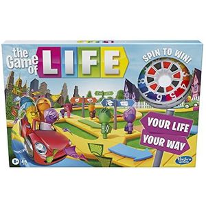 Hasbro Gaming The Game of Life Game, Family Board Game voor 2 tot 4 spelers, voor kinderen leeftijden 8 en up, inclusief kleurrijke pegs