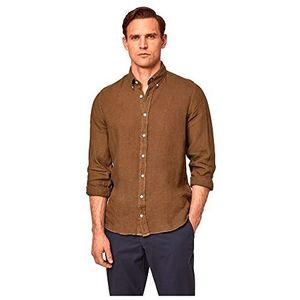 Hackett London Kleding van linnen, gekleurd B, overhemd, voor heren, olijf, 3XL, Olijf