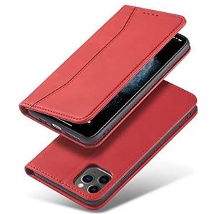 iPhone 12 Pro Case Wallet Case Cover 6,1 inch PU Leather Magnetische sluiting Compatibel met iPhone 13/12 Pro Max 5G Rood