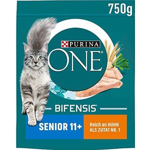 Purina One BIFENSIS Senior 11+ droogvoer voor katten, rijk aan kip, 6 x 750 g, 6 stuks