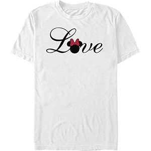 Disney Mickey Classic-Minnie Love Script Organic T-shirt met korte mouwen, uniseks, wit, XL, Weiss