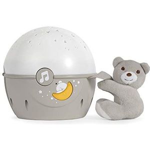 Chicco Next2Stars nachtlampje baby sterrenhemel projector met pluche dier - sterrenlichtprojector voor babybedje, nachtlampje met geluidssensor, 3 lichteffecten en muziek - 0+ maanden, beige