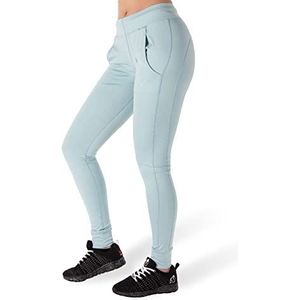 Gorilla Wear Vici Broek, zwart, lichte joggingbroek met logo-print, comfortabel voor sport, dagelijks gebruik, vrije tijd, training, ademend polyester, spandex, lichtblauw, M, Lichtblauw