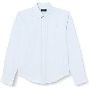 Hackett London Oxford STR Gewassen jongenshemd wit/blauw, 7 jaar, Wit/Blauw