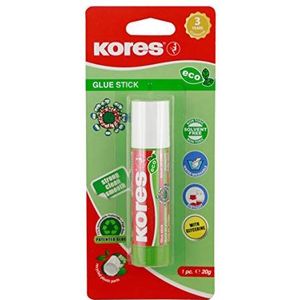 Kores - Milieuvriendelijke lijmstift, sterke lijm, veilig en niet giftig, voor knutselwerk, milieuvriendelijk, 1 x 20 g