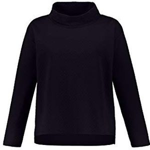 Ulla Popken Structuur sweater met kraag pullover dames, blauw (donkerblauw 70), 44, Blauw (Dunkelblau 70)