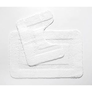 Penguin Home Badmat van microvezel, zacht, pluizig, absorberend, wasbaar, latex onderkant, antislip, wit, 50 x 80 en 50 x 40 cm, 2 stuks