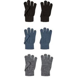 NAME IT Nknmagic 3P Noos handschoenen handschoenen, Bering Sea/Pack: 3 Pack met Grey Mel./Zwart