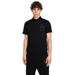 Armani Exchange Poloshirt van katoenen jersey met Eagle Polo-logo voor heren, zwart.