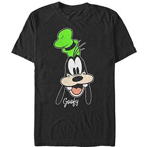 Disney Mickey-Goofy Big Face Organic T-shirt met korte mouwen, zwart, L, SCHWARZ