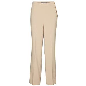 Vero Moda Vmpina HW Pants TLR Btq damesbroek, Ierse crème/detail: Gouden knoppen