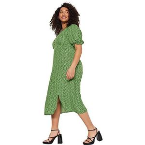 Trendyol Robe tissée grande taille pour femme, coupe décontractée, vert, taille 50, Vert, 50-grande taille