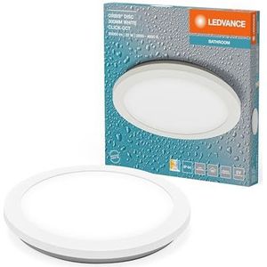 LEDVANCE ORBIS Disc Wand-/plafondlamp met led, 22 W, 1800 lm, 3000/4000 K, instelbaar via wandschakelaar met CCT-klik, 30 cm diameter, IP44-bescherming voor badkamer, schroeven/pluggen