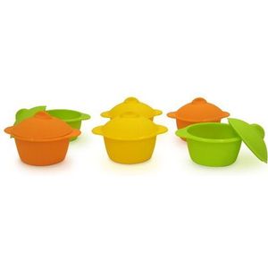 Yoko Design 1134 Baby siliconen kookpan, 7 cm, oranje/geel/groen, 6 stuks