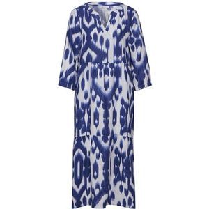 Street One Aop Linen etnische midi-jurk voor dames, Diepwaterblauw.